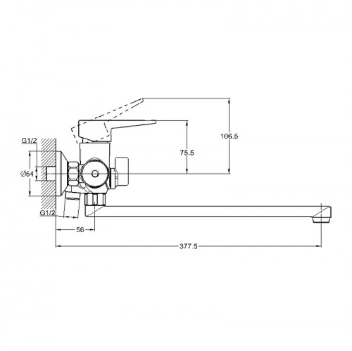 Смеситель для ванны G-Lauf NUD7-A045 универсальный Хром