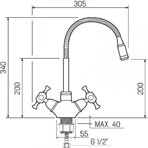 Смеситель для кухни Ростовская Мануфактура Сантехники SL92BL-279F Хром Черный