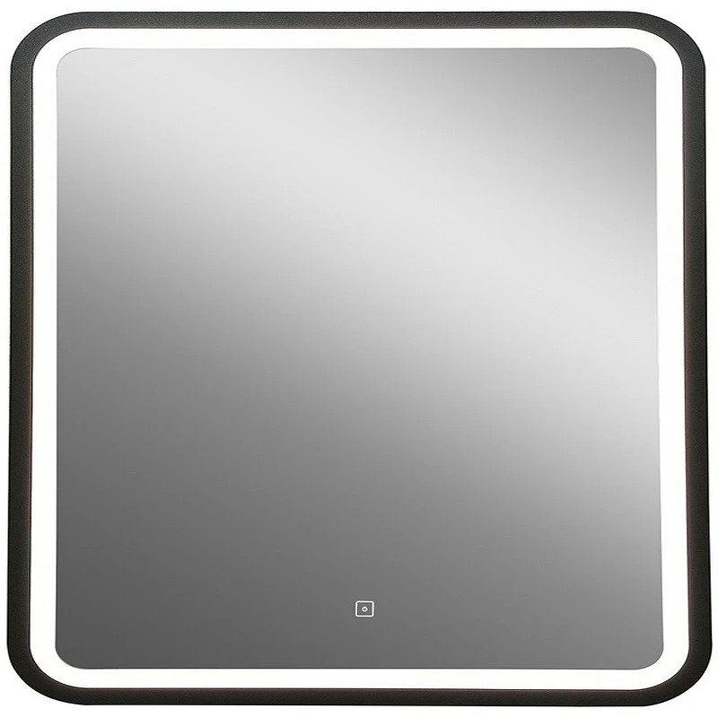 Зеркало Art&Max Genova AM-Gen-800-800-DS-F с подсветкой с сенсорным выключателем Черное стекло