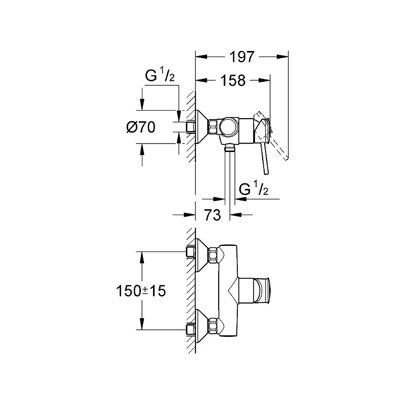 Смеситель для душа Grohe BauClassic 32867000 Хром латунь на стену