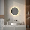 Зеркало Defesto Aura 50х50 DF 2992R с подсветкой 12W-3000K/ИК - выключатель/Теплый белый свет/Черная рама