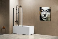 Шторка на ванну Vincea VSB 114x140 VSB-12114CLB профиль Черный стекло прозрачное