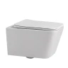Комплект унитаза Abber Rechteck AC1201-AC0105-AC0121MW с сиденьем Микролифт и клавишей смыва цвет Белая матовая