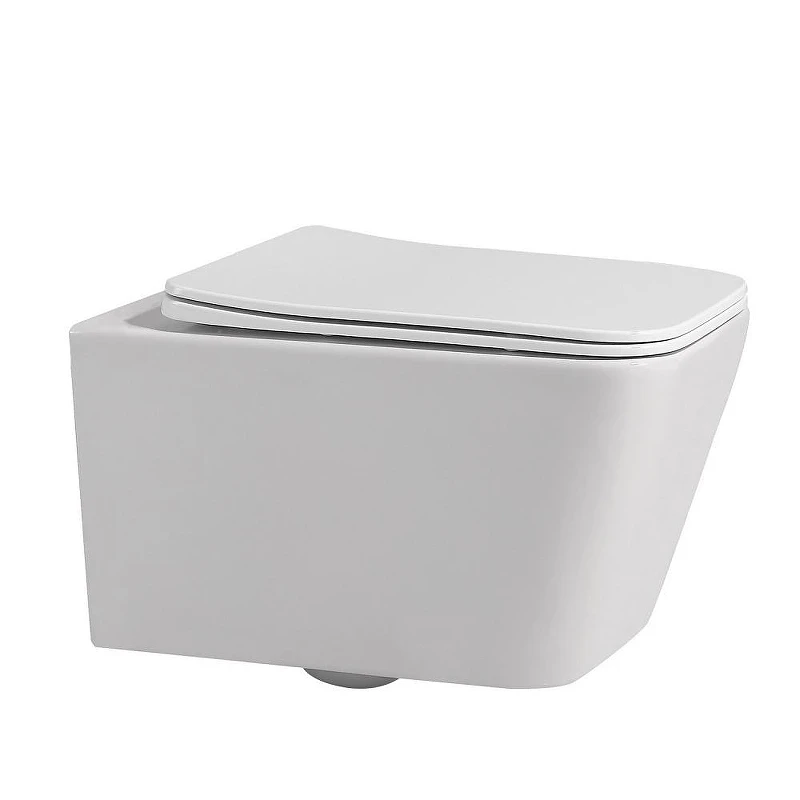 Комплект унитаза Abber Rechteck AC1201-AC0105-AC0121MW с сиденьем Микролифт и клавишей смыва цвет Белая матовая