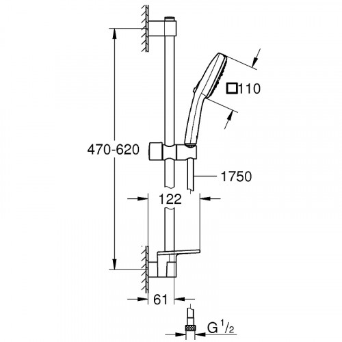 Душевой гарнитур Grohe Tempesta Cube 110 27576003 Хром латунь на стену