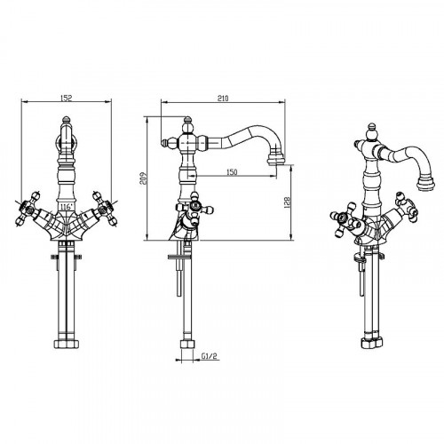 Смеситель для раковины Boheme Flora 292-FL Золото латунь