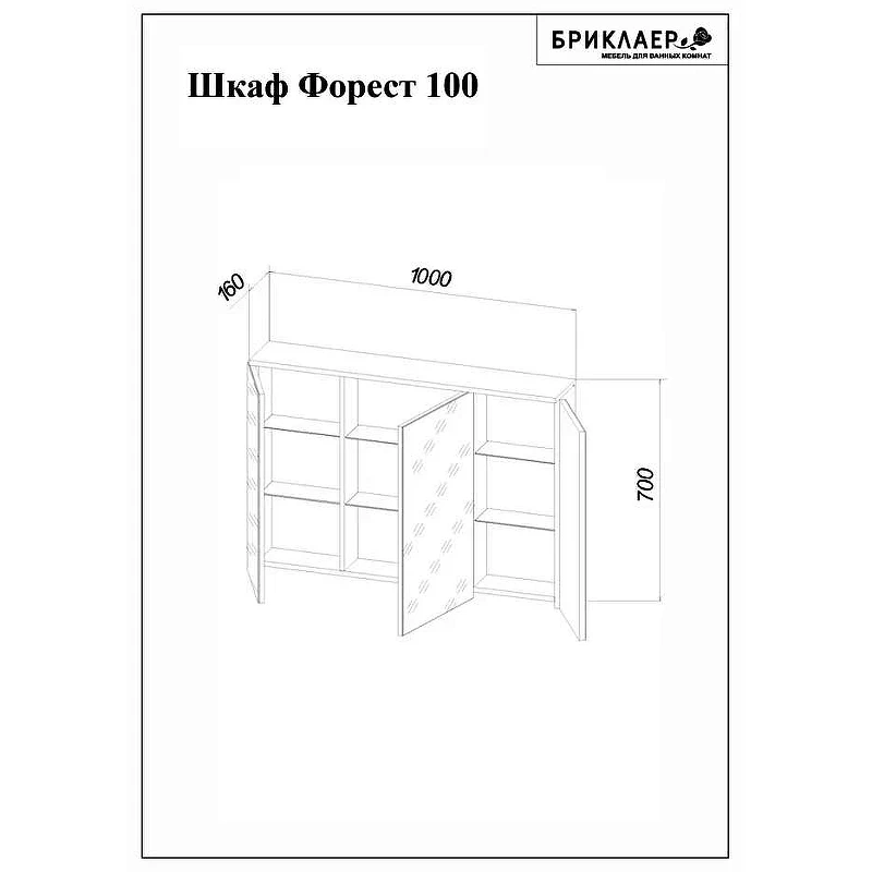 Зеркальный шкаф Бриклаер Форест 100 4627125414725 с подсветкой Дуб золотой Антрацит МДФ / ЛДСП, стекло