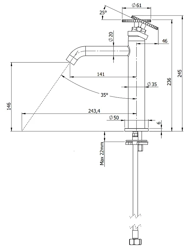 Смеситель для раковины Remer Chrono CH12ARP цвет Медь брашированная