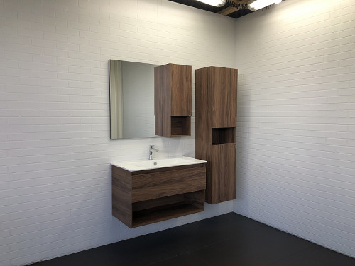 Зеркало со шкафом Comforty Бордо 90 00-00006663 Дуб тёмно-коричневый МДФ / ЛДСП, стекло