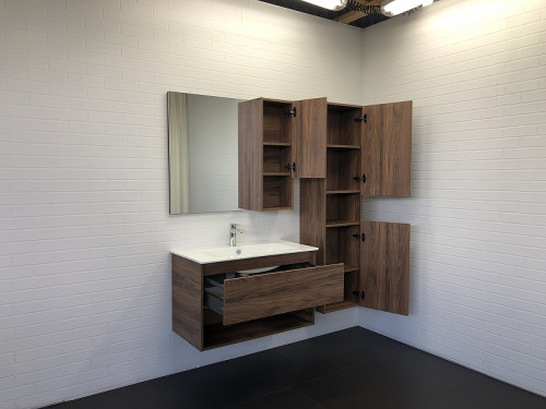 Зеркало со шкафом Comforty Бордо 90 00-00006663 Дуб тёмно-коричневый МДФ / ЛДСП, стекло