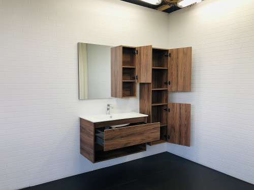 Зеркало со шкафом Comforty Бордо 90 00-00006663 Дуб тёмно-коричневый МДФ / ЛДСП, стекло