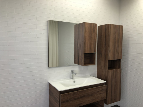 Зеркало со шкафом Comforty Бордо 90 00-00006663 Дуб тёмно-коричневый МДФ / ЛДСП, стекло