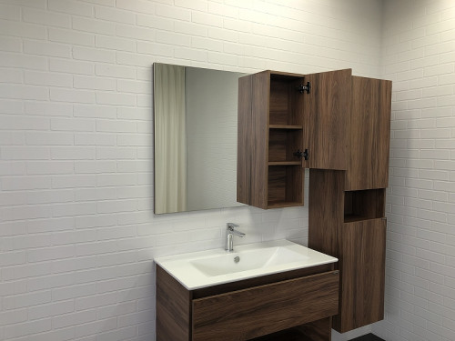 Зеркало со шкафом Comforty Бордо 90 00-00006663 Дуб тёмно-коричневый МДФ / ЛДСП, стекло