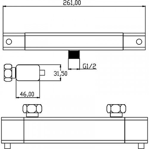 Смеситель для душа Swedbe Mercury 9052 с термостатом Хром латунь на стену