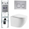 Комплект унитаза с инсталляцией WeltWasser AMBERG 350 ST + MERZBACH 043 MT-WT + AMBERG RD-CR 10000011406 цвет Белый матовый с сиденьем Микролифт и клавишей смыва цвет Хром
