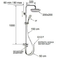 Душевая система Remer 330X8CPAD20NRA Хром латунь на стену