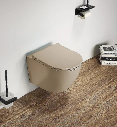 Унитаз CeramaLux TR2197MC подвесной Капучино матовый с сиденьем Микролифт