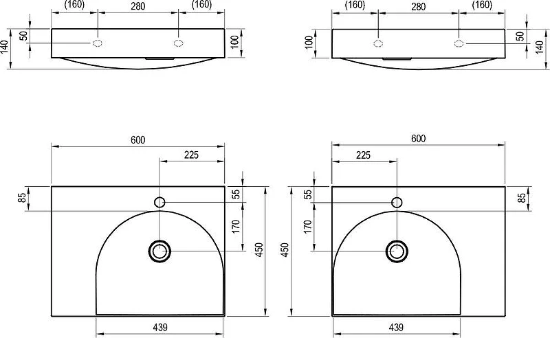 Мебельная раковина Ravak Lite 60 L XJXL1260000 цвет Белый