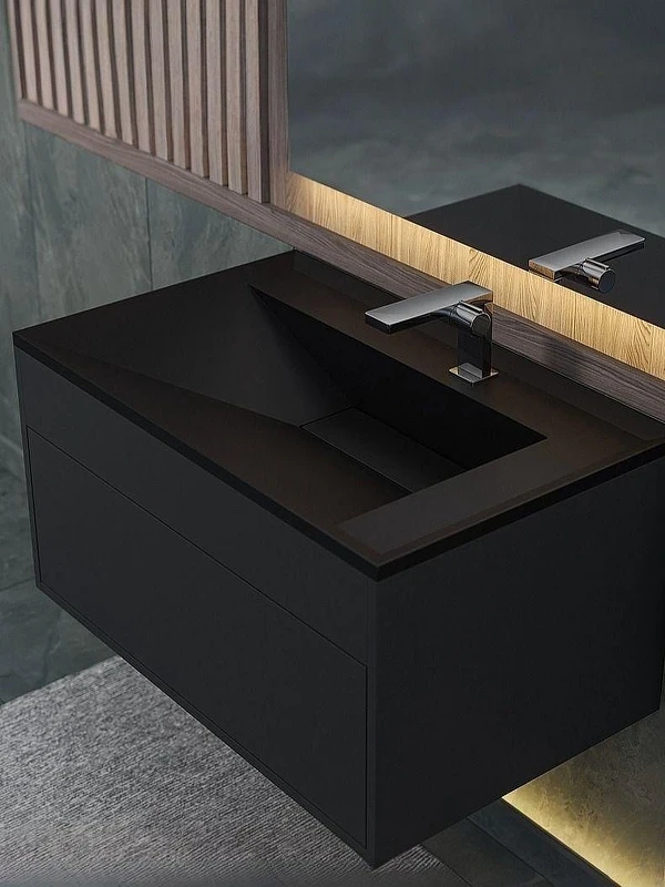 Тумба под раковину Uperwood Lotus Premium 80 39340205461 подвесная цвет Черный матовый