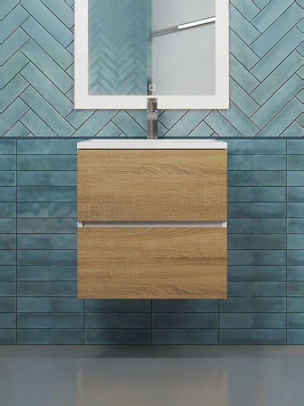 Тумба с раковиной Uperwood Barsa 50 29830205646 подвесная цвет Белый матовый Дуб сонома