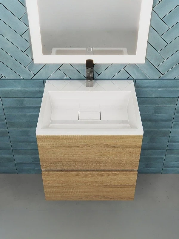 Тумба с раковиной Uperwood Barsa 50 29830205646 подвесная цвет Белый матовый Дуб сонома