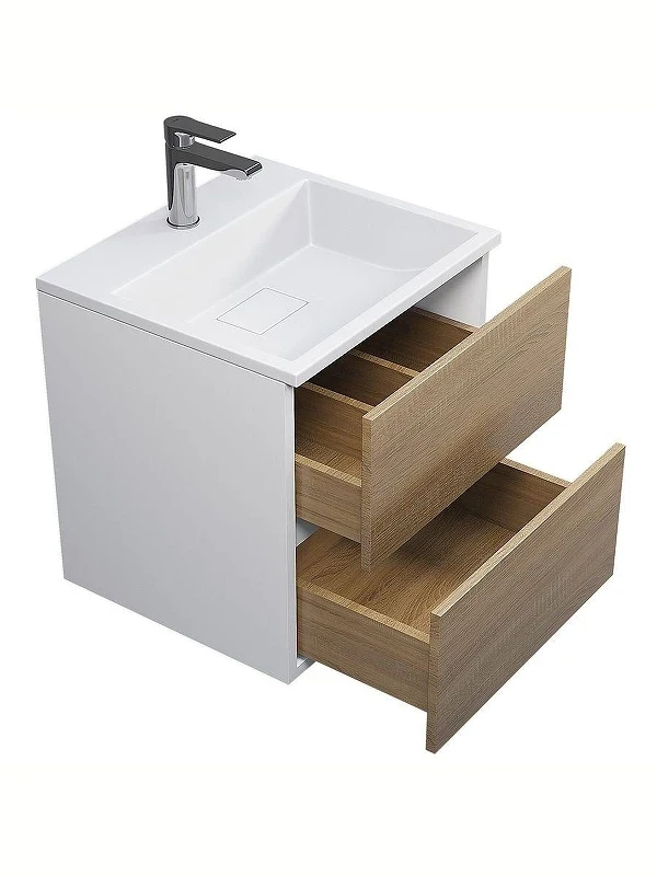 Тумба с раковиной Uperwood Barsa 50 29830205646 подвесная цвет Белый матовый Дуб сонома