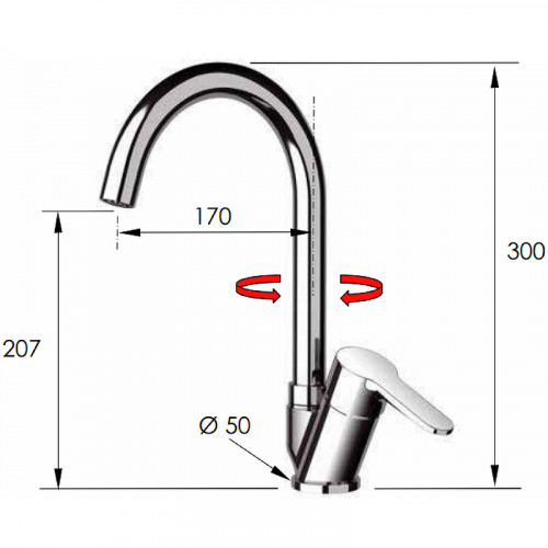 Смеситель для кухни Remer Winner W42B Хром латунь