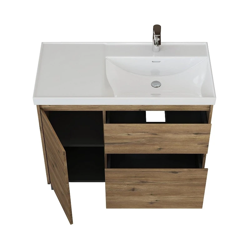 Тумба под раковину Aquanet Nova Lite 2.0 100 R 346347 цвет Дуб рустикальный