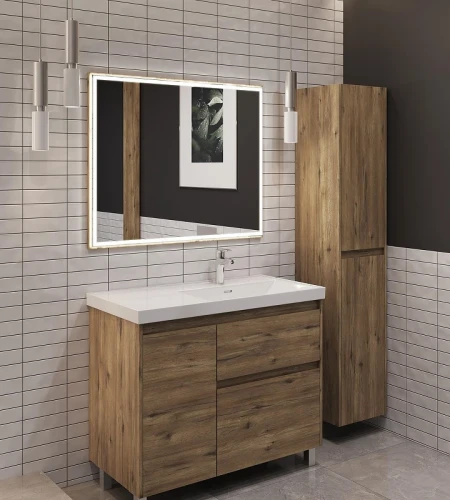 Тумба под раковину Aquanet Nova Lite 2.0 100 R 346347 цвет Дуб рустикальный