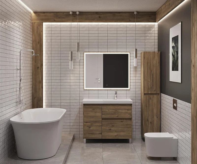Тумба под раковину Aquanet Nova Lite 2.0 100 R 346347 цвет Дуб рустикальный