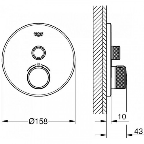 Смеситель для душа Grohe Grohtherm SmartControl 29150LS0 с термостатом Белая луна латунь встраиваемый