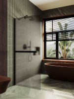 Душевая перегородка Maybah Glass MGD-722-6ш 690x1950 в широком профиле Черный стекло бронзовое матовое