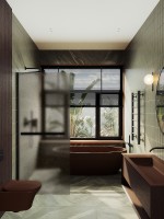 Душевая перегородка Maybah Glass MGD-722-6ш 690x1950 в широком профиле Черный стекло бронзовое матовое