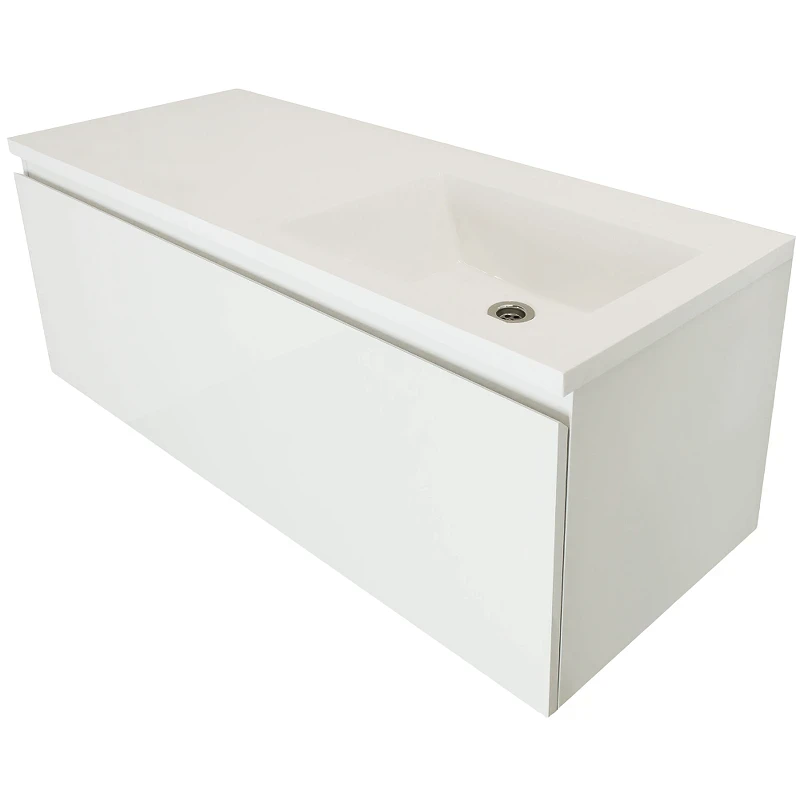 Тумба с раковиной Эстет Dallas Luxe 105 R ФР-00009679 подвесная Белая МДФ / ЛДСП