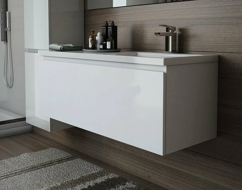 Тумба с раковиной Эстет Dallas Luxe 105 R ФР-00009679 подвесная Белая МДФ / ЛДСП