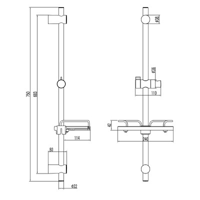 Душевая штанга Lemark LM3775GM Графит нержавеющая сталь на стену