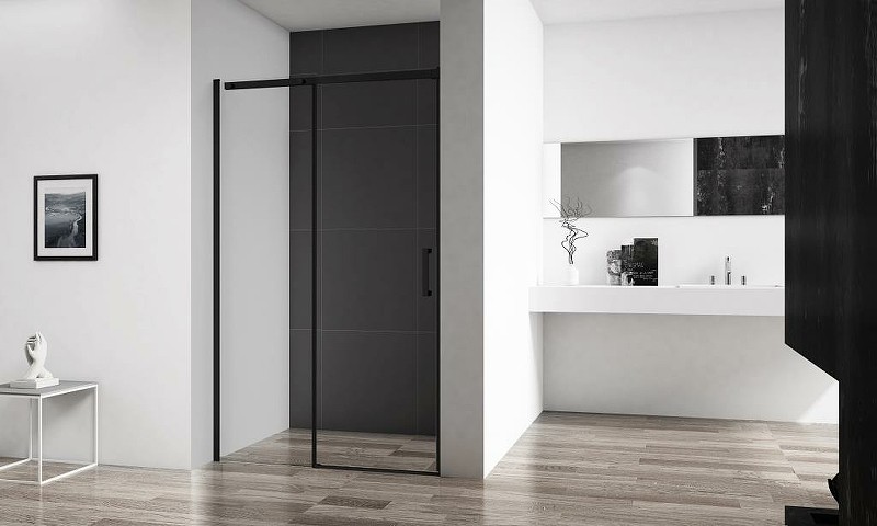 Душевая дверь BelBagno Acqua 150 ACQUA-BF-1-150-C-NERO профиль Черный стекло прозрачное