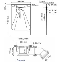 Душевой поддон из стеклопластика WasserKRAFT Main 140x90 41T36 Белый матовый