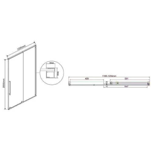 Душевая дверь Vincea Arno 120 VPS-1A120CGB профиль Черный стекло тонированное