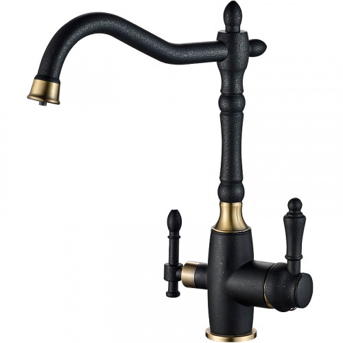 Смеситель для кухни ZorG Steel Hammer SH 812 BLACK BR Черный матовый Бронза латунь на столешницу