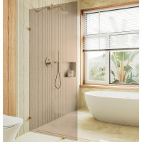 Душевая перегородка Maybah Glass MGD-262-3 790x1950 коннектор стена-стекло Золото стекло бронзовое