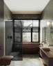 Душевая перегородка Maybah Glass MGD-693-6у 890x1950 в узком профиле Черный стекло графитовое