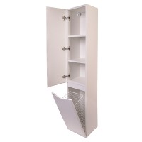 Шкаф пенал Style Line Бергамо 30 L СС-00002326 с бельевой корзиной Белый антискрейтч МДФ / ЛДСП
