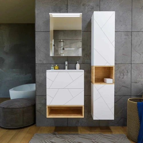 Подвесной шкаф Бриклаер Кристалл 35 4627125416026 Белый МДФ / ЛДСП