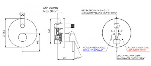 Смеситель для душа Remer Metrica MC09HGP цвет Золото глянцевое