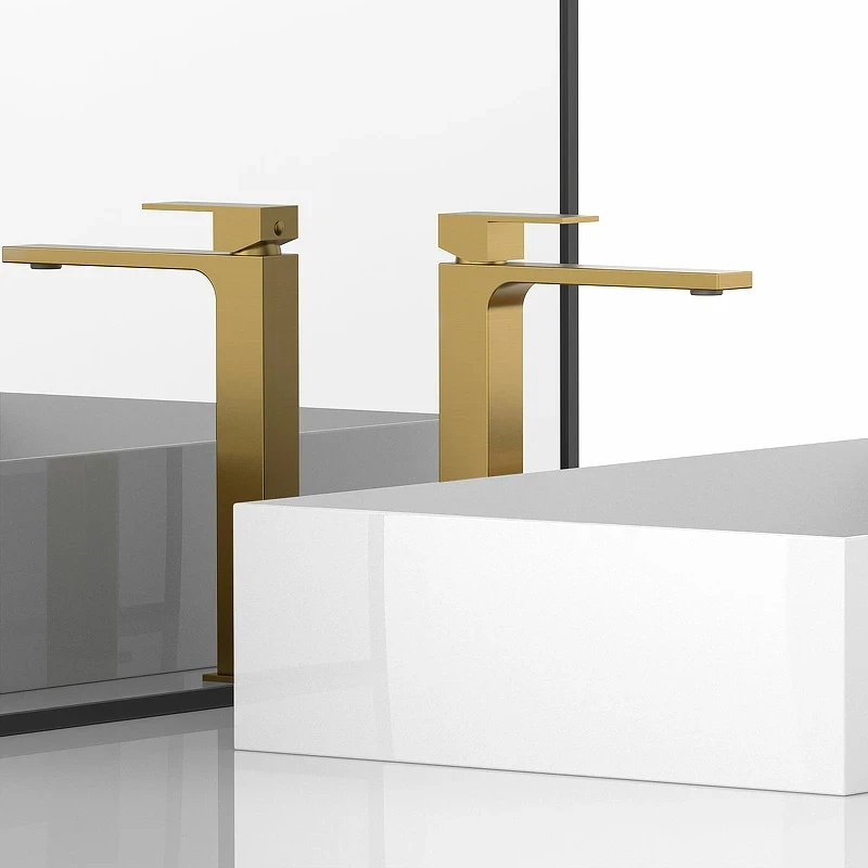Смеситель для раковины Vincea Cube VBF-1C02BG Брашированное золото латунь