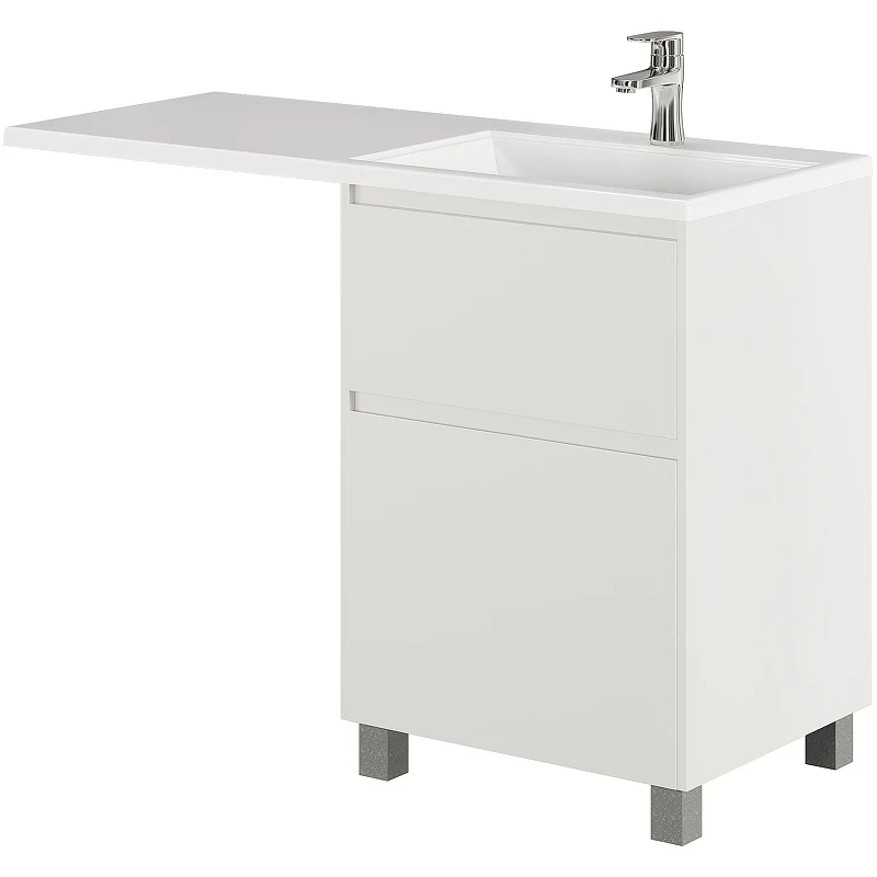 Тумба с раковиной Creto Cafor 110 R 19-W110R Белый глянец МДФ / ЛДСП