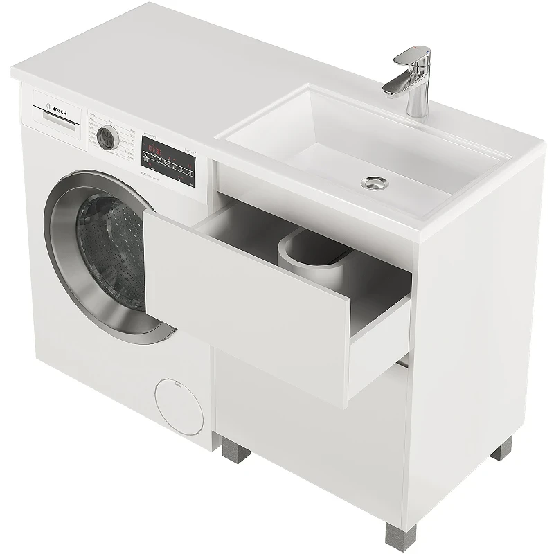 Тумба с раковиной Creto Cafor 110 R 19-W110R Белый глянец МДФ / ЛДСП