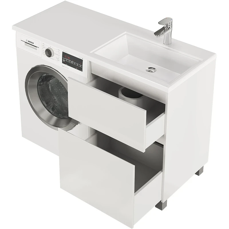 Тумба с раковиной Creto Cafor 110 R 19-W110R Белый глянец МДФ / ЛДСП