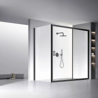 Душевая стенка Veconi Rovigo KP-13 80 KP13B-80-01-C5 профиль Черный стекло прозрачное